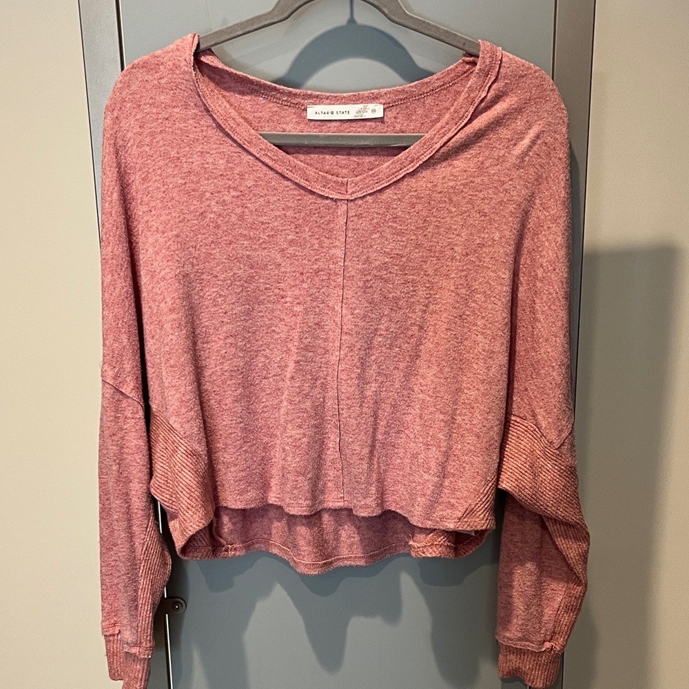 Altar'd State Rose Pink Cropped Sweater